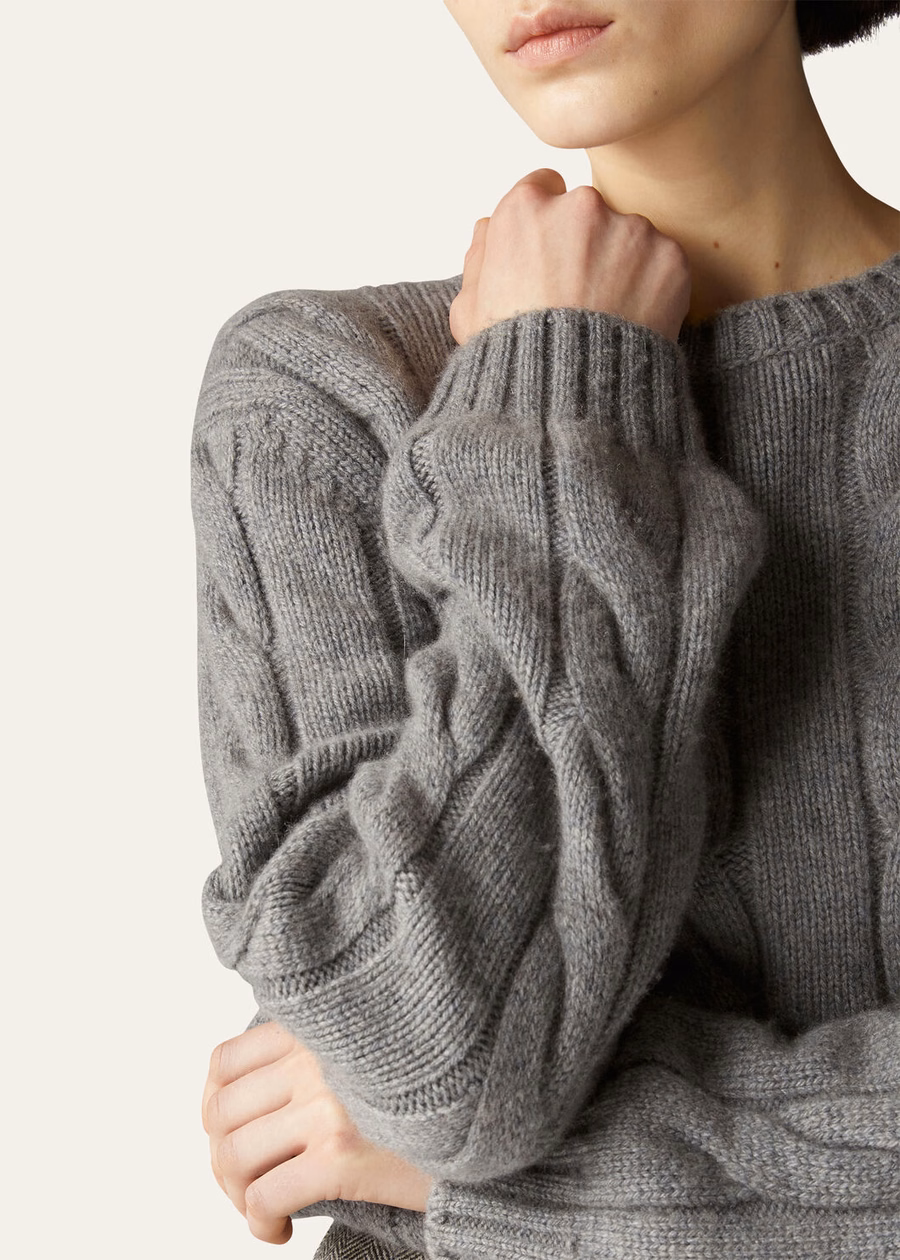 Napier Crewneck Baby Cashmere Coarsehair® Cayenne Melange/North Sea