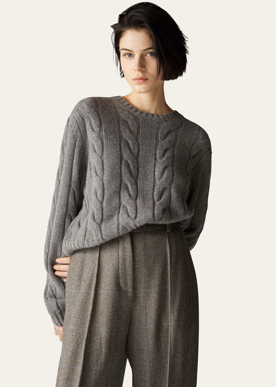 Napier Crewneck Baby Cashmere Coarsehair® Cayenne Melange/North Sea