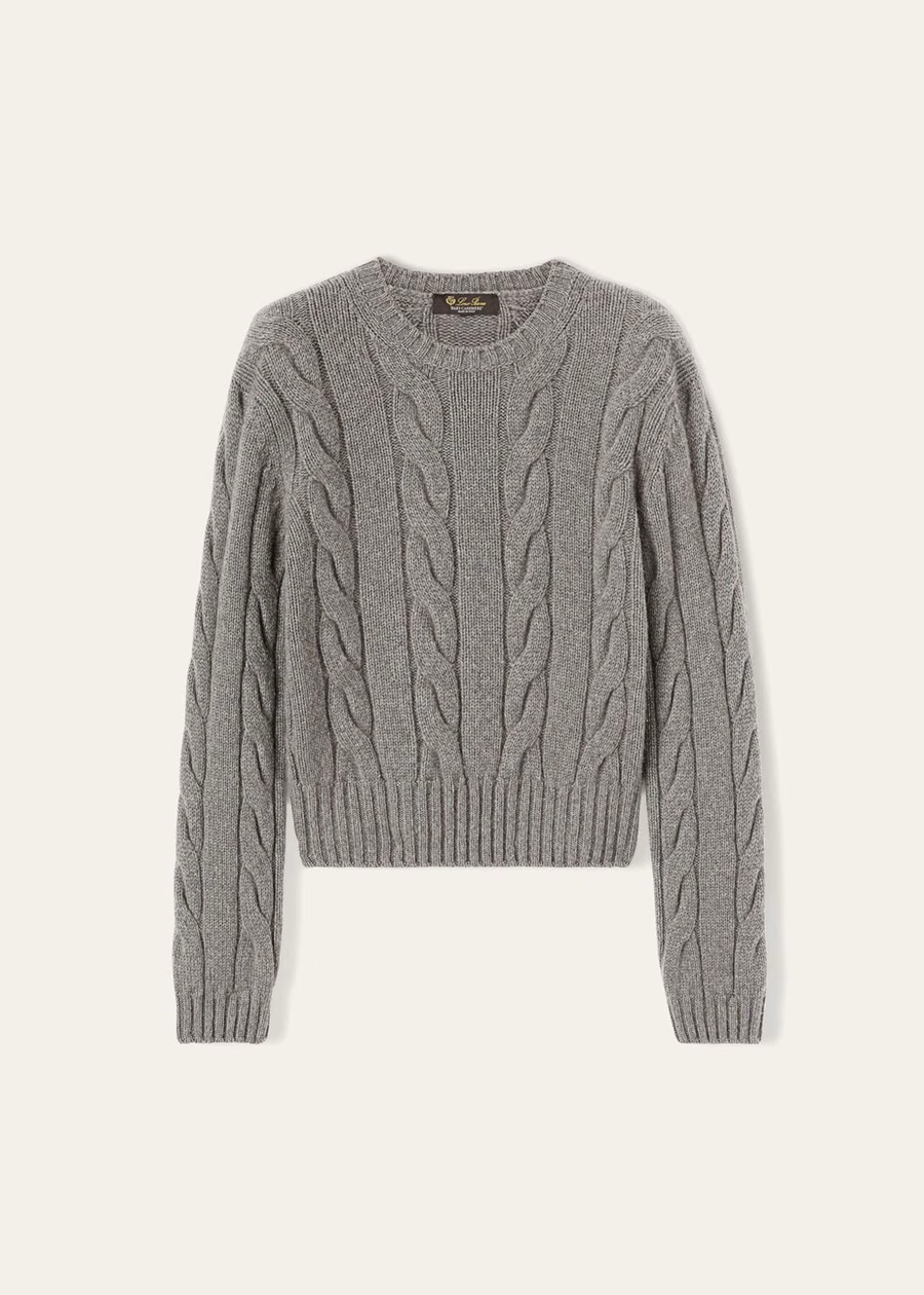 Napier Crewneck Baby Cashmere Coarsehair® Cayenne Melange/North Sea