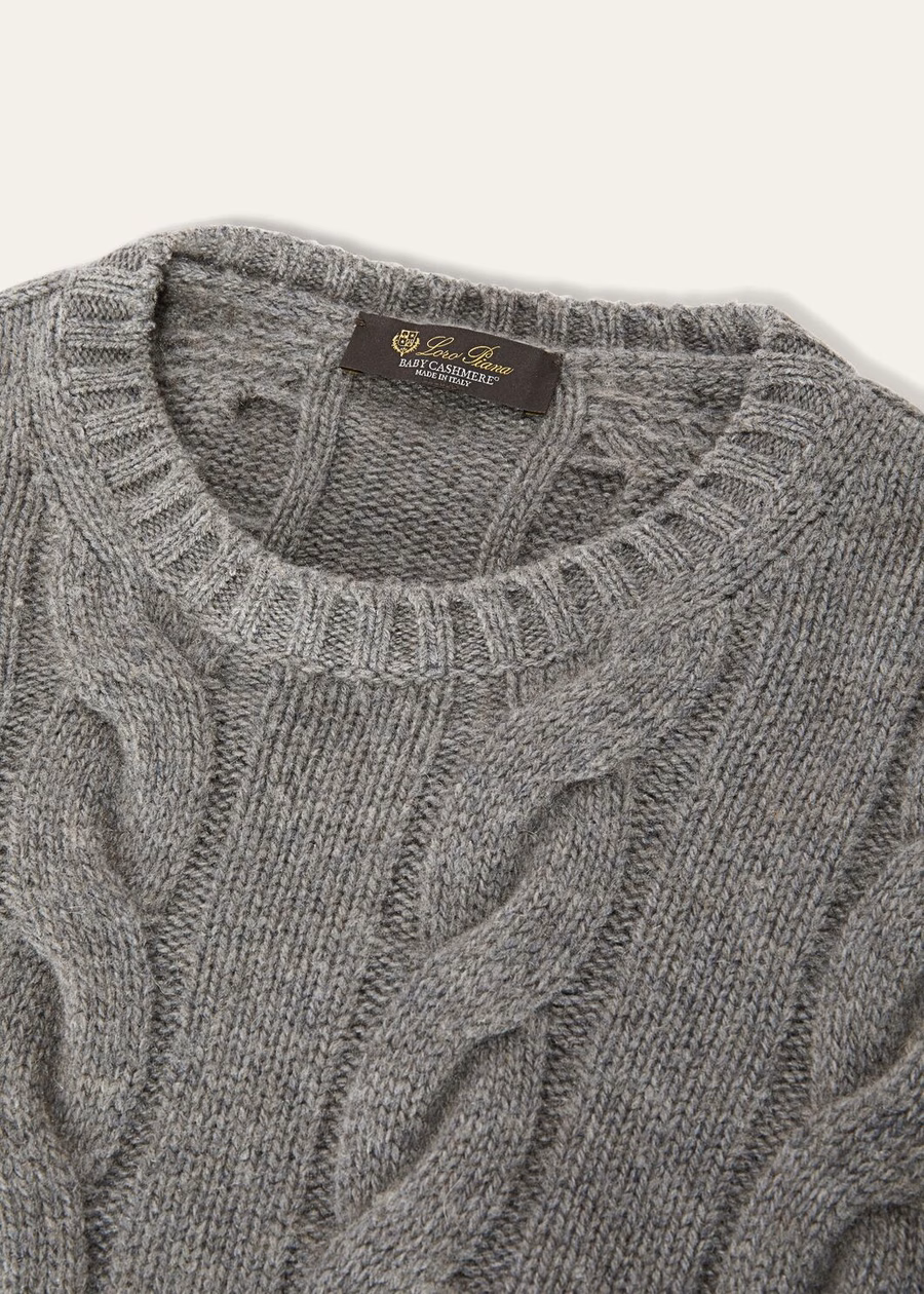 Napier Crewneck Baby Cashmere Coarsehair® Cayenne Melange/North Sea