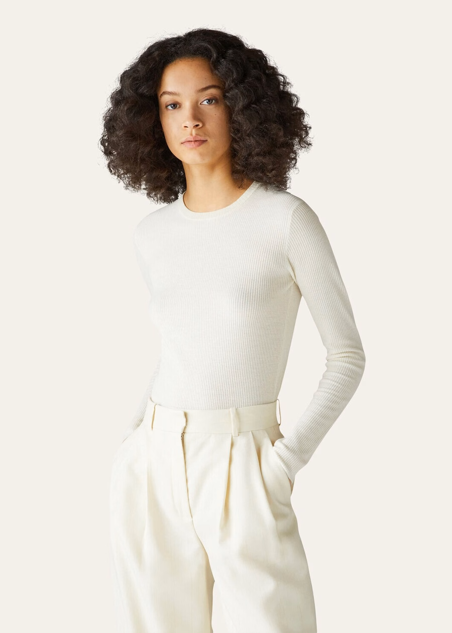 Taupo Virgin Wool Nougat Crewneck