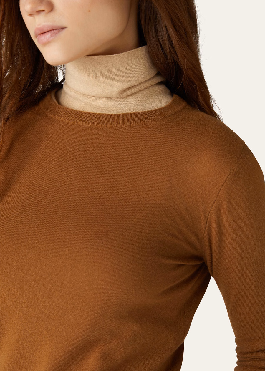 Vicuña met ronde hals Naturel donker Vicuña