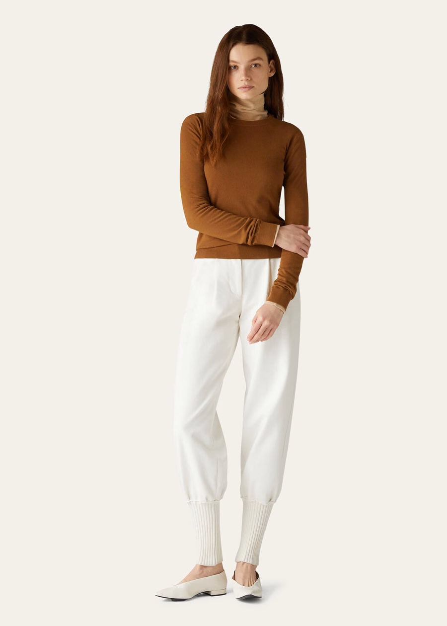 Vicuña met ronde hals Naturel donker Vicuña
