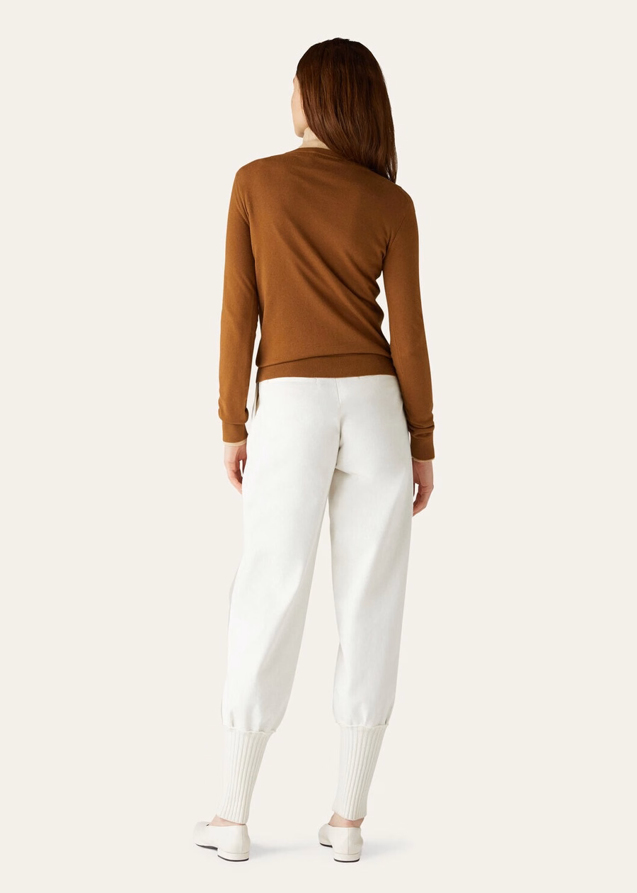 Vicuña met ronde hals Naturel donker Vicuña