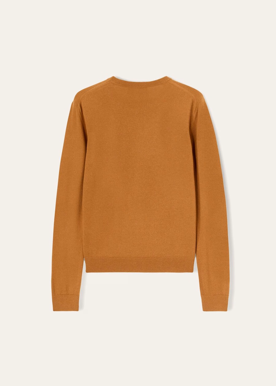 Vicuña met ronde hals Naturel donker Vicuña