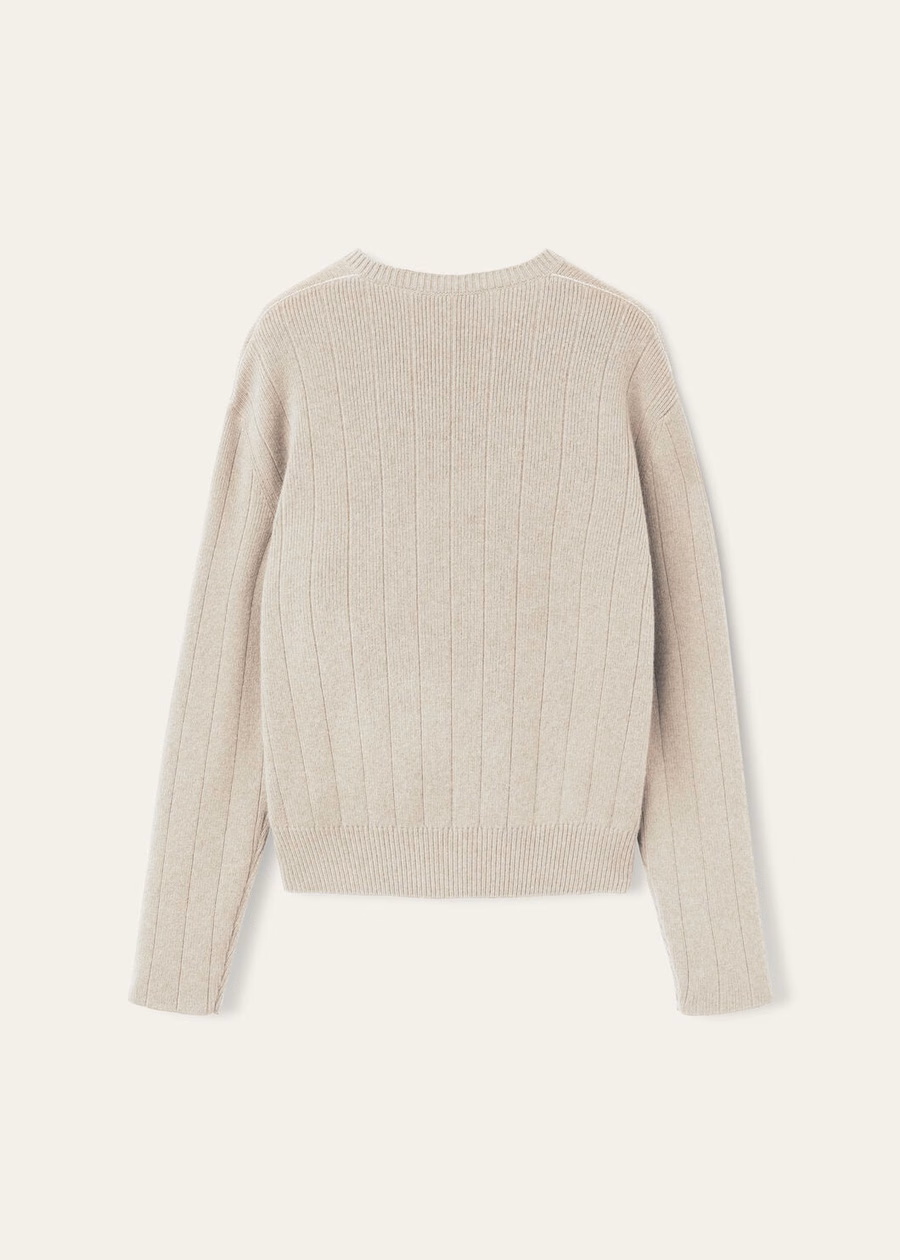 Cervatto V-hals Baby Cashmere Ivoor Kant Melange/Nootmuskaat Zie Melange