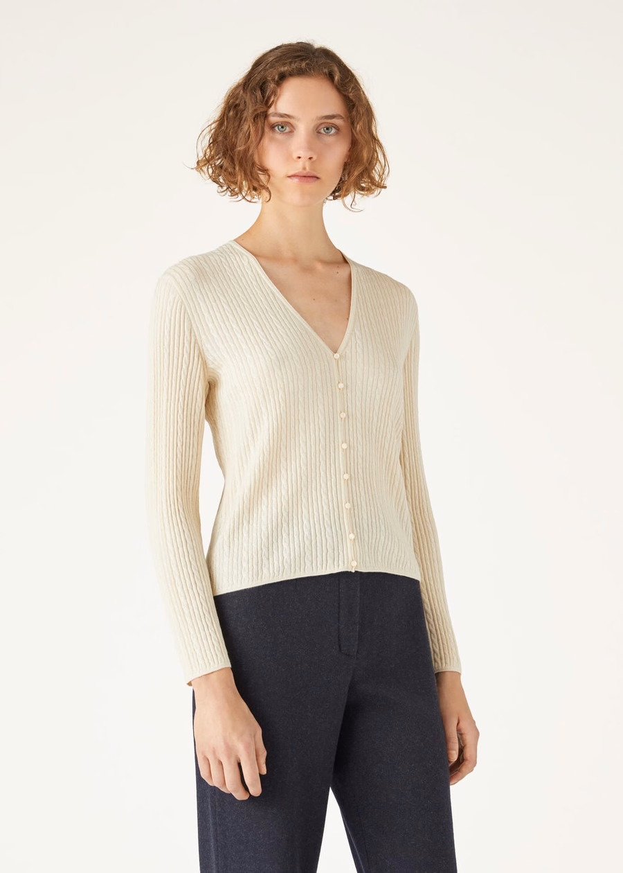Rimella Cardigan Crème Kasjmier, Kasjmier
