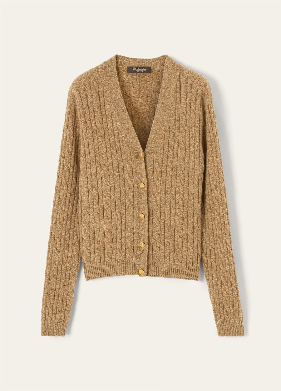 Treccia Cardigan Baby Cashmere Rauwe Honing Melange/Rozemarijn Infusie