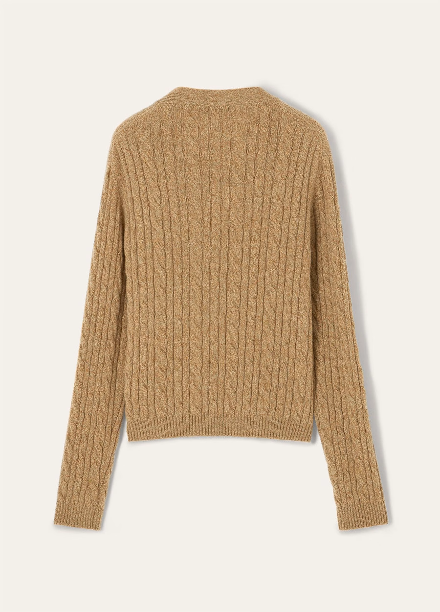 Treccia Cardigan Baby Cashmere Rauwe Honing Melange/Rozemarijn Infusie