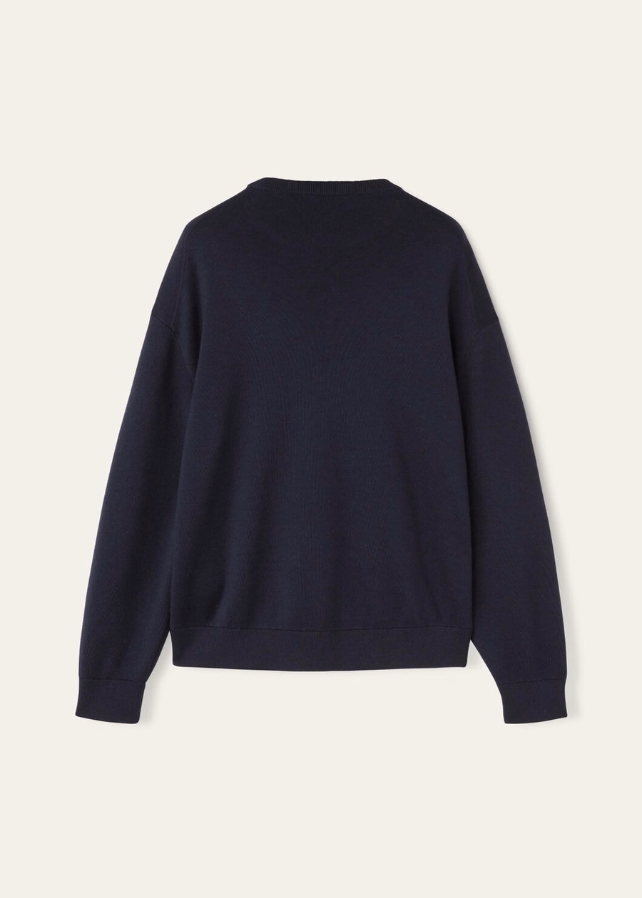 Balfour Crewneck Zijde Kasjmier Scheerwol Marineblauw