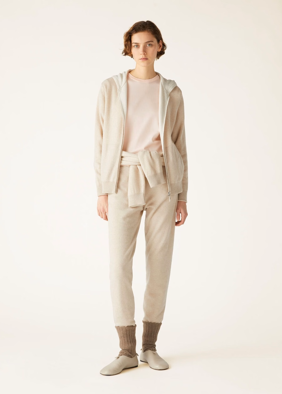 Duo Hooded Bomber Sweater Natuurlijk Kasjmier Koffer/Nougat