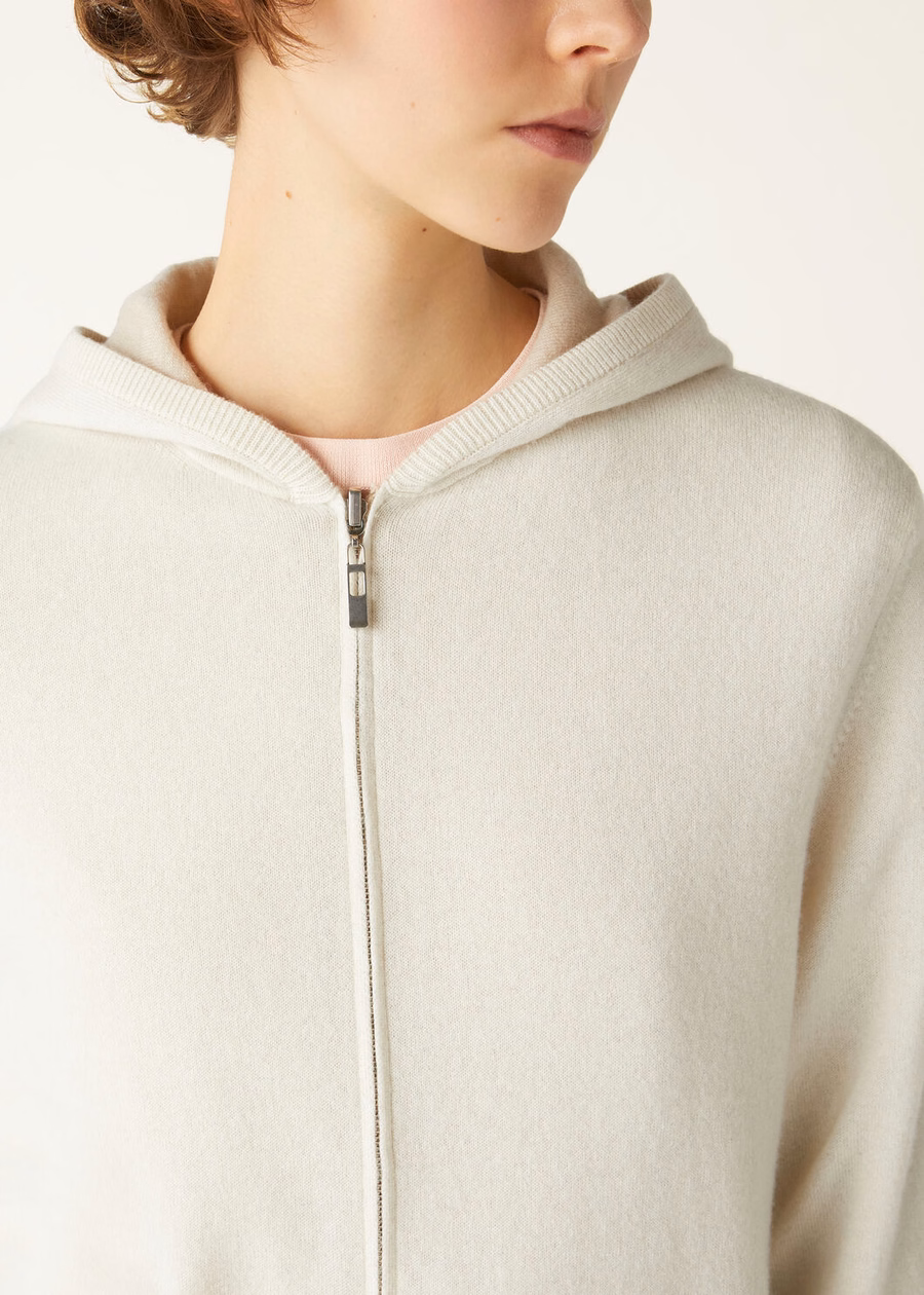 Duo Hooded Bomber Sweater Natuurlijk Kasjmier Koffer/Nougat