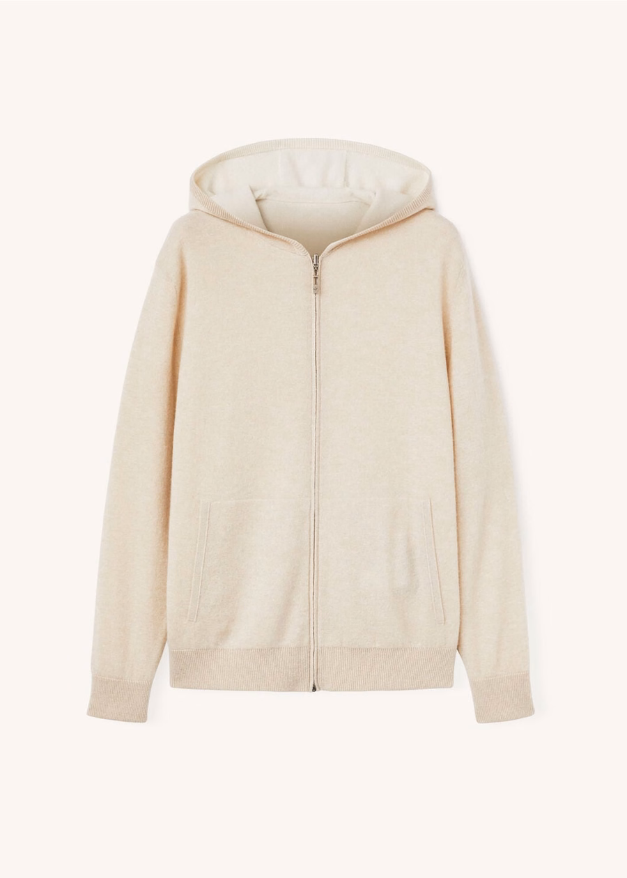 Duo Hooded Bomber Sweater Natuurlijk Kasjmier Koffer/Nougat