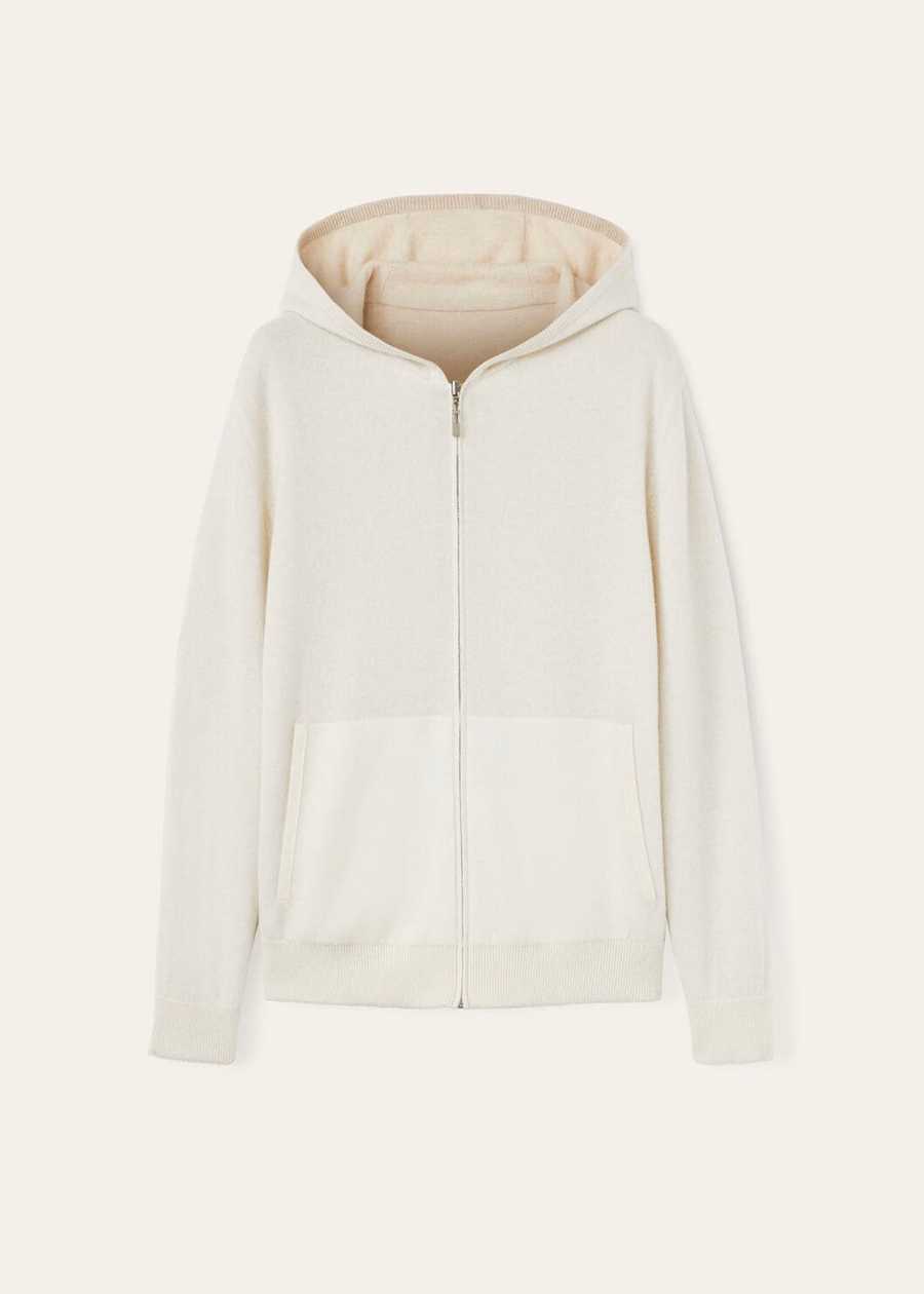 Duo Hooded Bomber Sweater Natuurlijk Kasjmier Koffer/Nougat