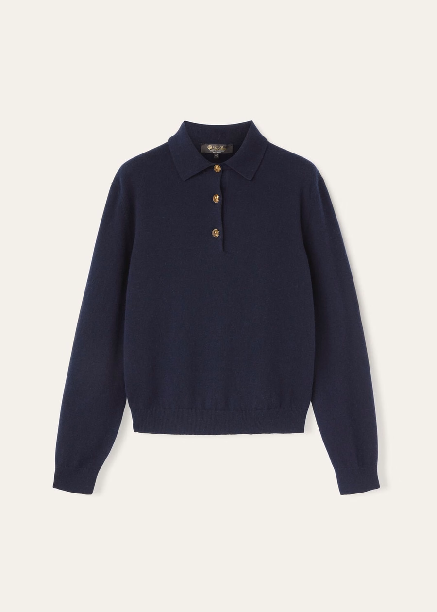 Klassiek babykasjmier poloshirt in marineblauw