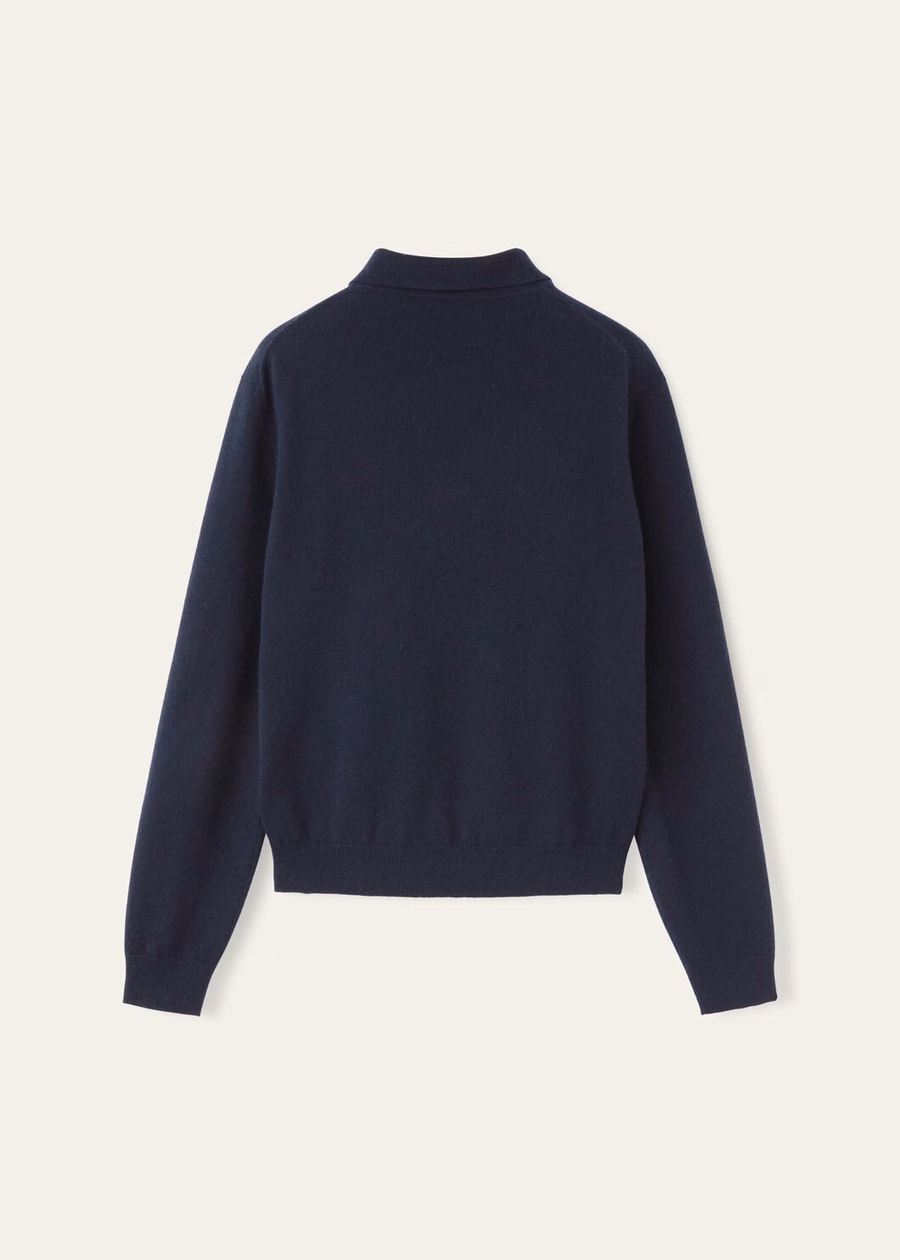 Klassiek babykasjmier poloshirt in marineblauw