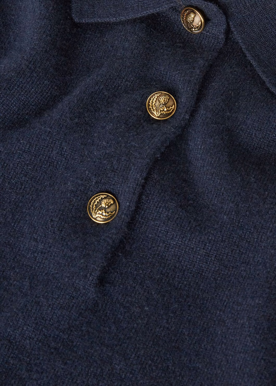 Klassiek babykasjmier poloshirt in marineblauw
