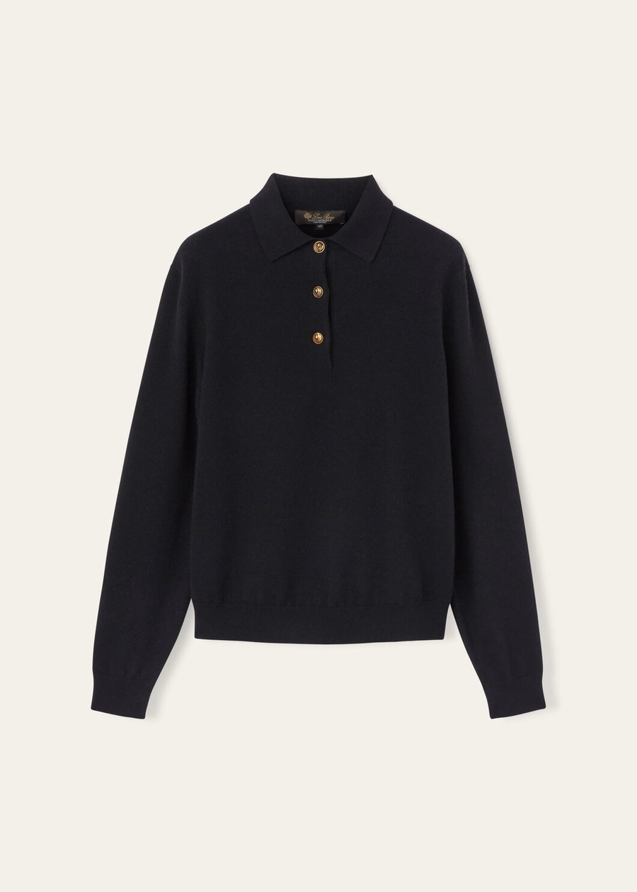 Klassieke babypolo van kasjmier in zwart.