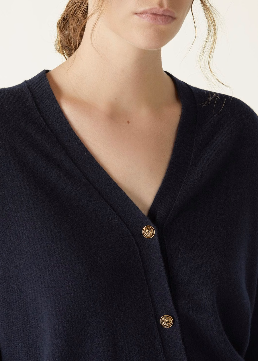 Klassiek babyvestje van kasjmier in marineblauw