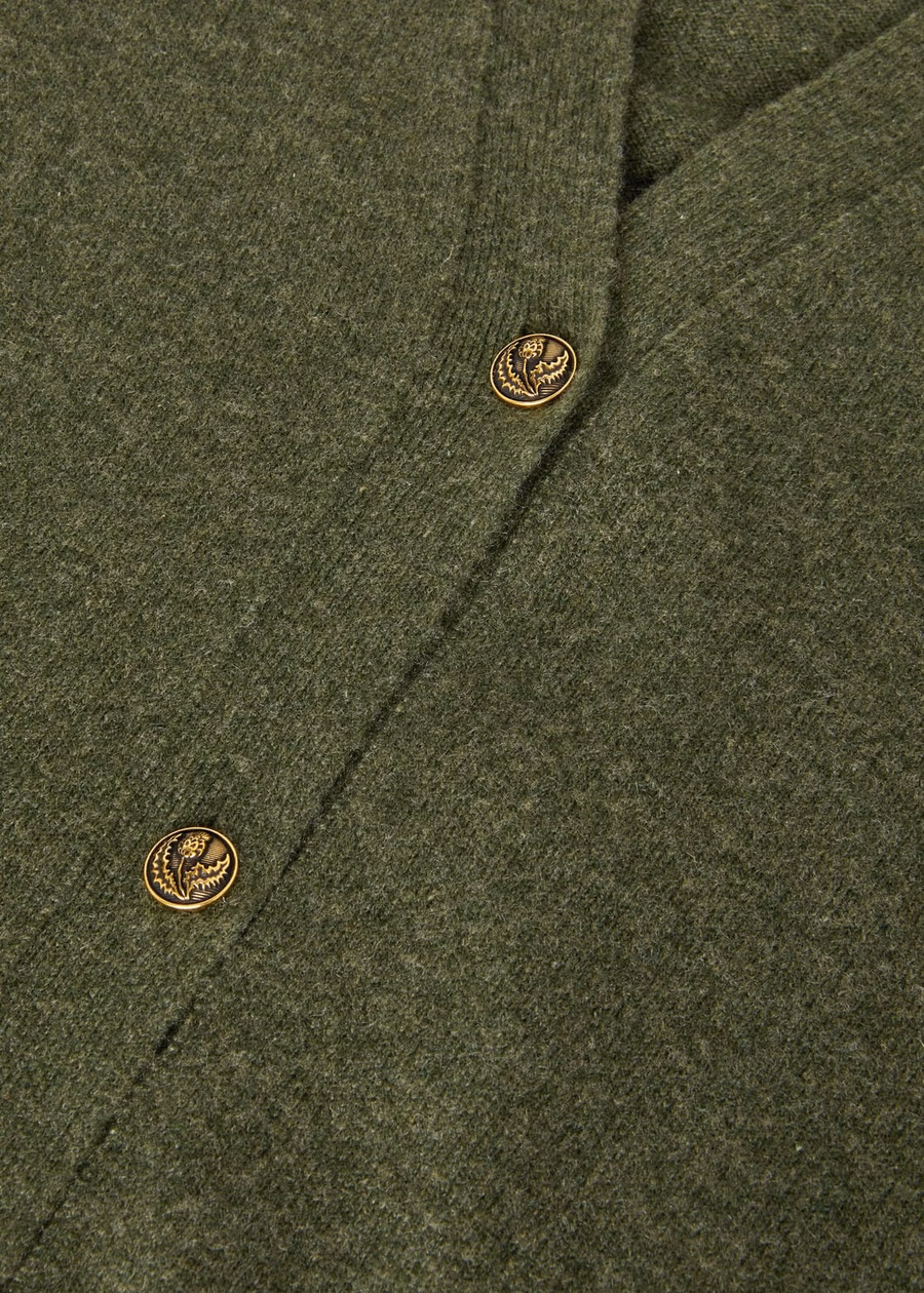 Klassiek babyvest van kasjmier met bosmotief en gemêleerde print
