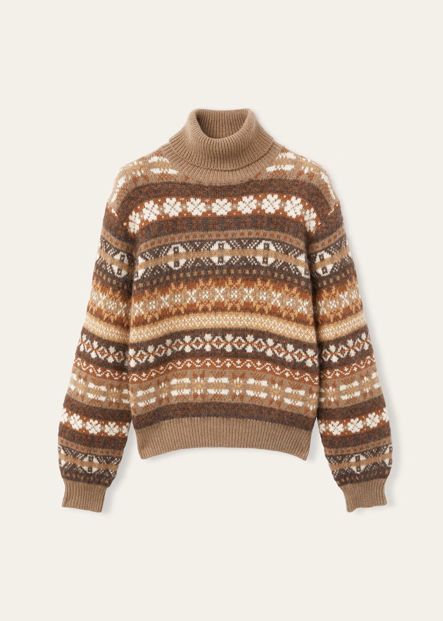 Scopello coltrui van alpaca-kasjmier, scheerwol, in de kleuren Spiced Mocha/Deep Walnut.