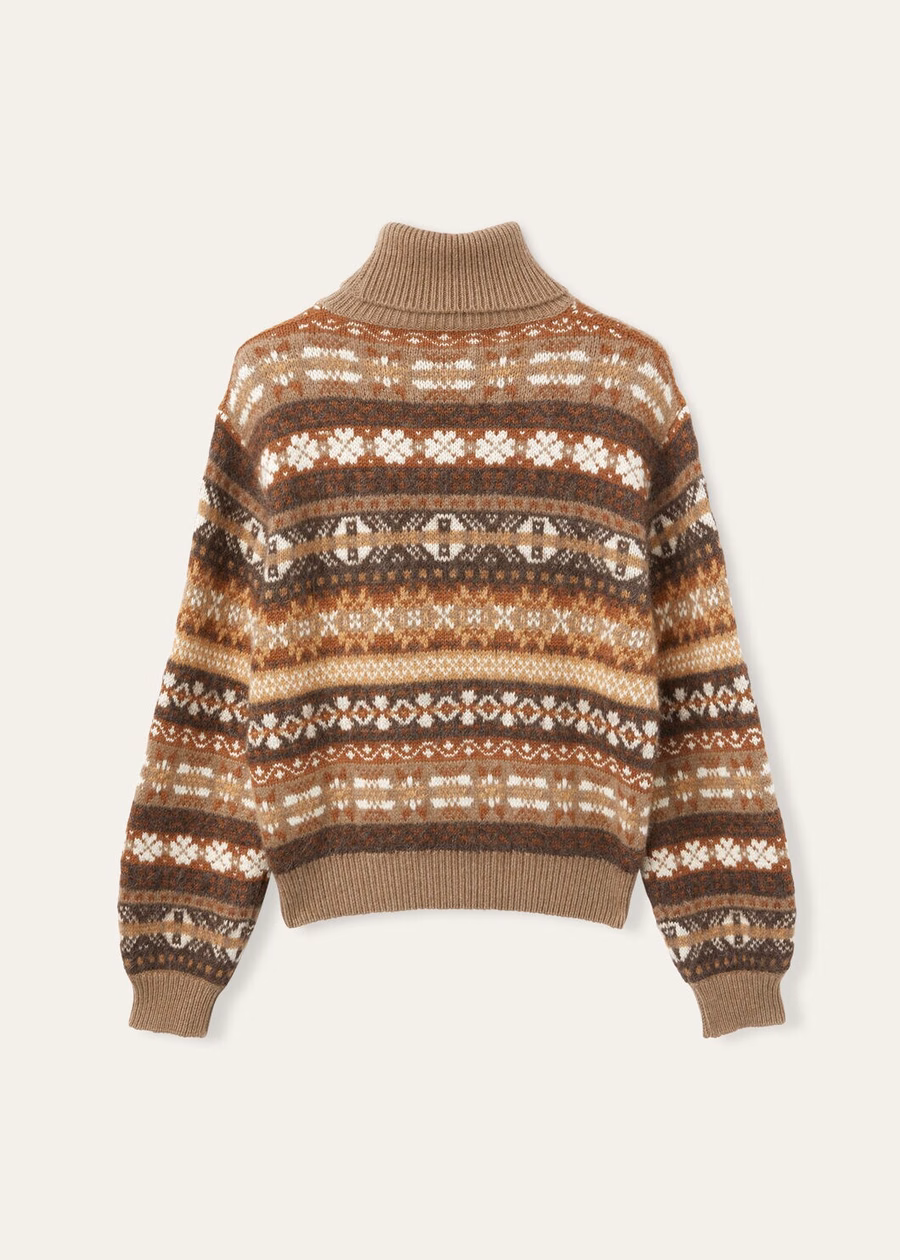 Scopello coltrui van alpaca-kasjmier, scheerwol, in de kleuren Spiced Mocha/Deep Walnut.
