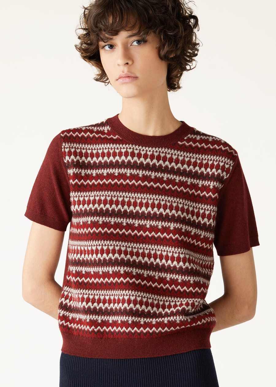 Alpe Pile Crewneck Kasjmier Weathering Steel/Candy Apple Red
