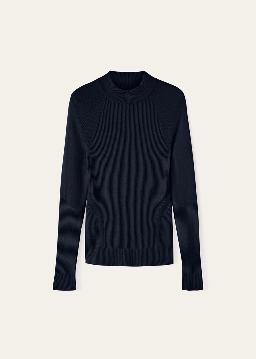 Alpe Otro Scheerwol Polo Hals Marineblauw