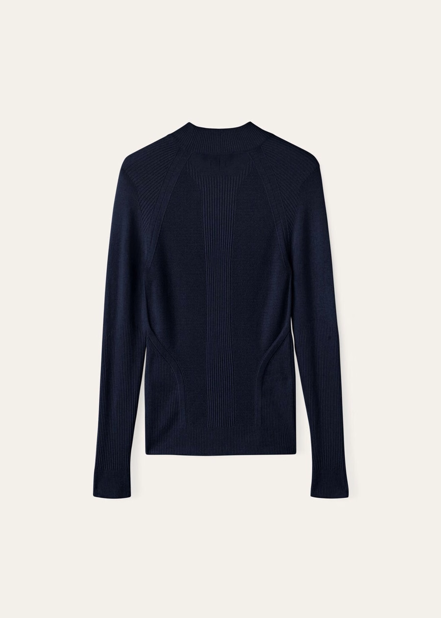 Alpe Otro Scheerwol Polo Hals Marineblauw