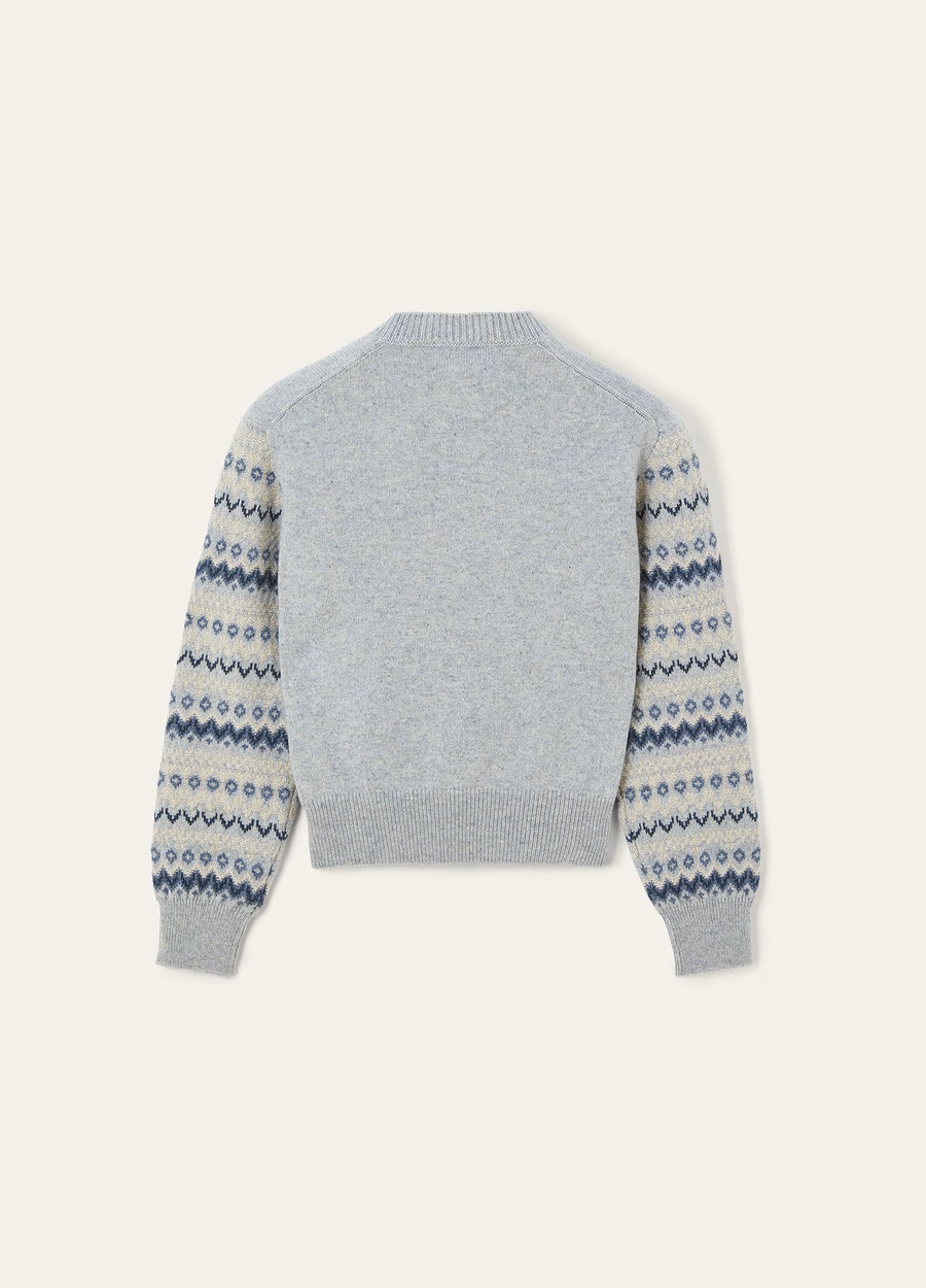 Alpe Pile Crewneck Cashmere Pearl Stone Melange/Seafoam Serenity