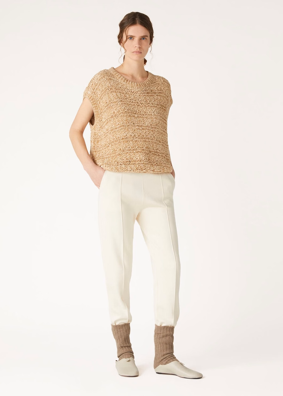 Val D'egua Crewneck Zijde Goud Zand
