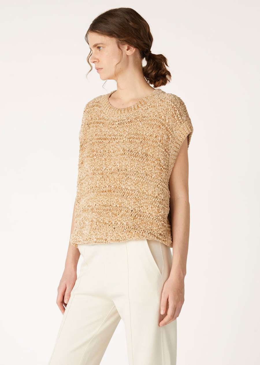 Val D'egua Crewneck Zijde Goud Zand