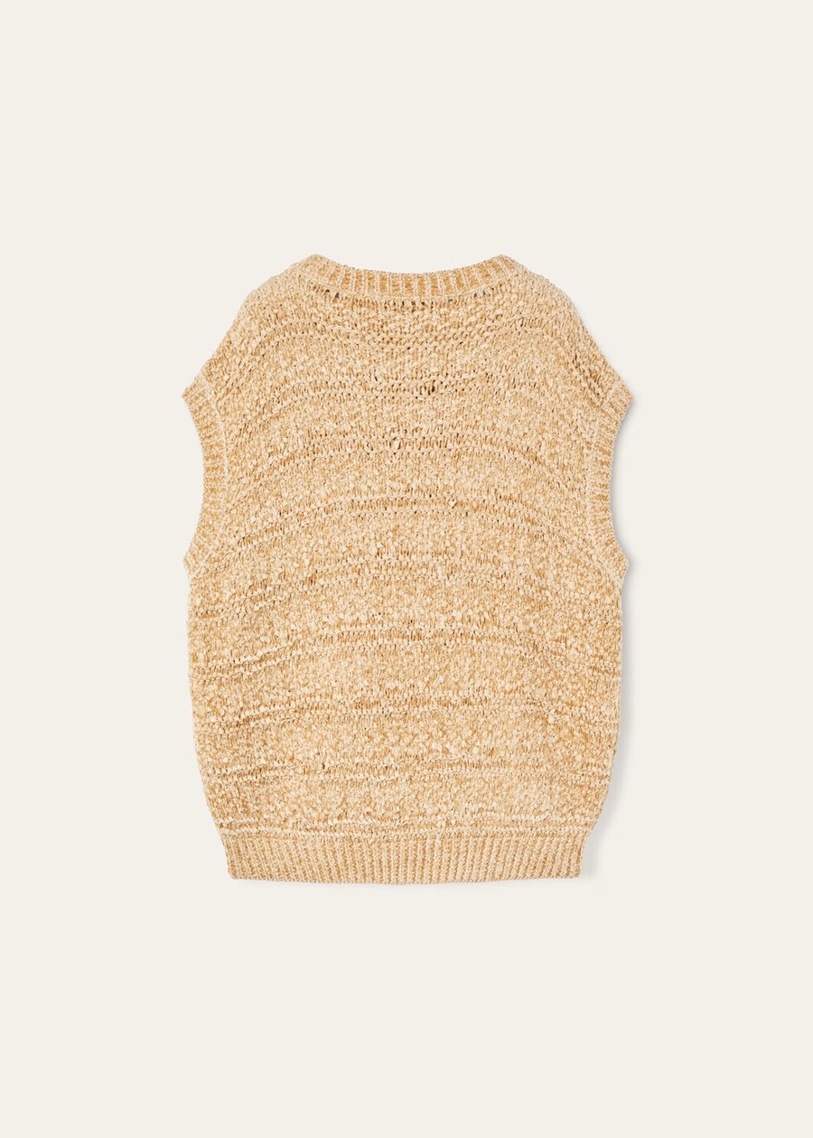 Val D'egua Crewneck Zijde Goud Zand