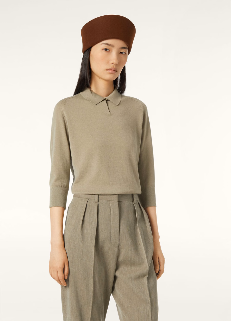 Neo Piuma Cashmere Dried Taragon Polo Shirt