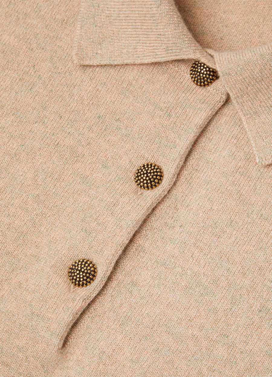 Klassiek babypoloshirt van kasjmier in de kleur Rosy Granite Melange