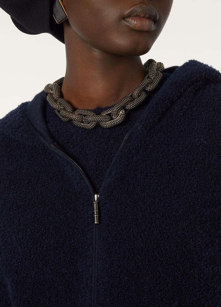 Pella zijden kasjmier sweaterjas in klassiek blauw