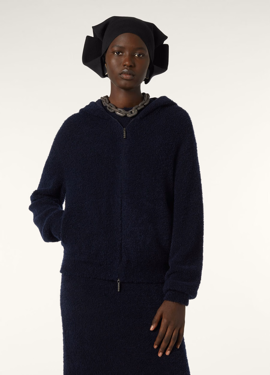 Pella zijden kasjmier sweaterjas in klassiek blauw