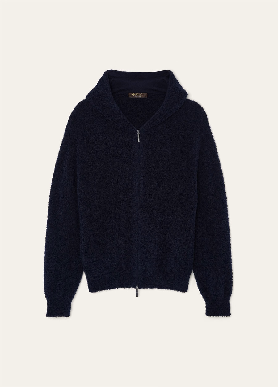 Pella zijden kasjmier sweaterjas in klassiek blauw