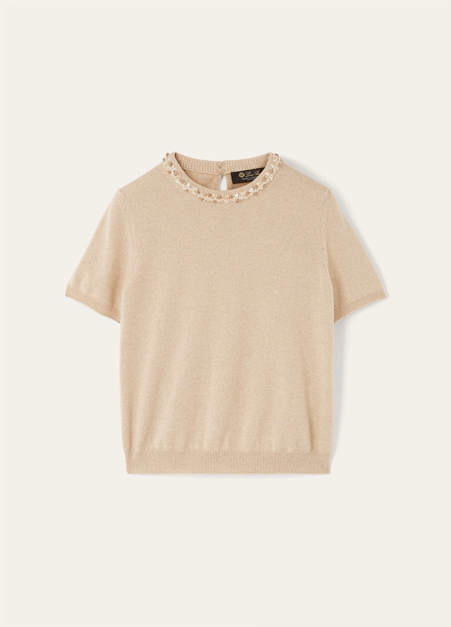 Klassiek baby kasjmier T-shirt naturel gemêleerd