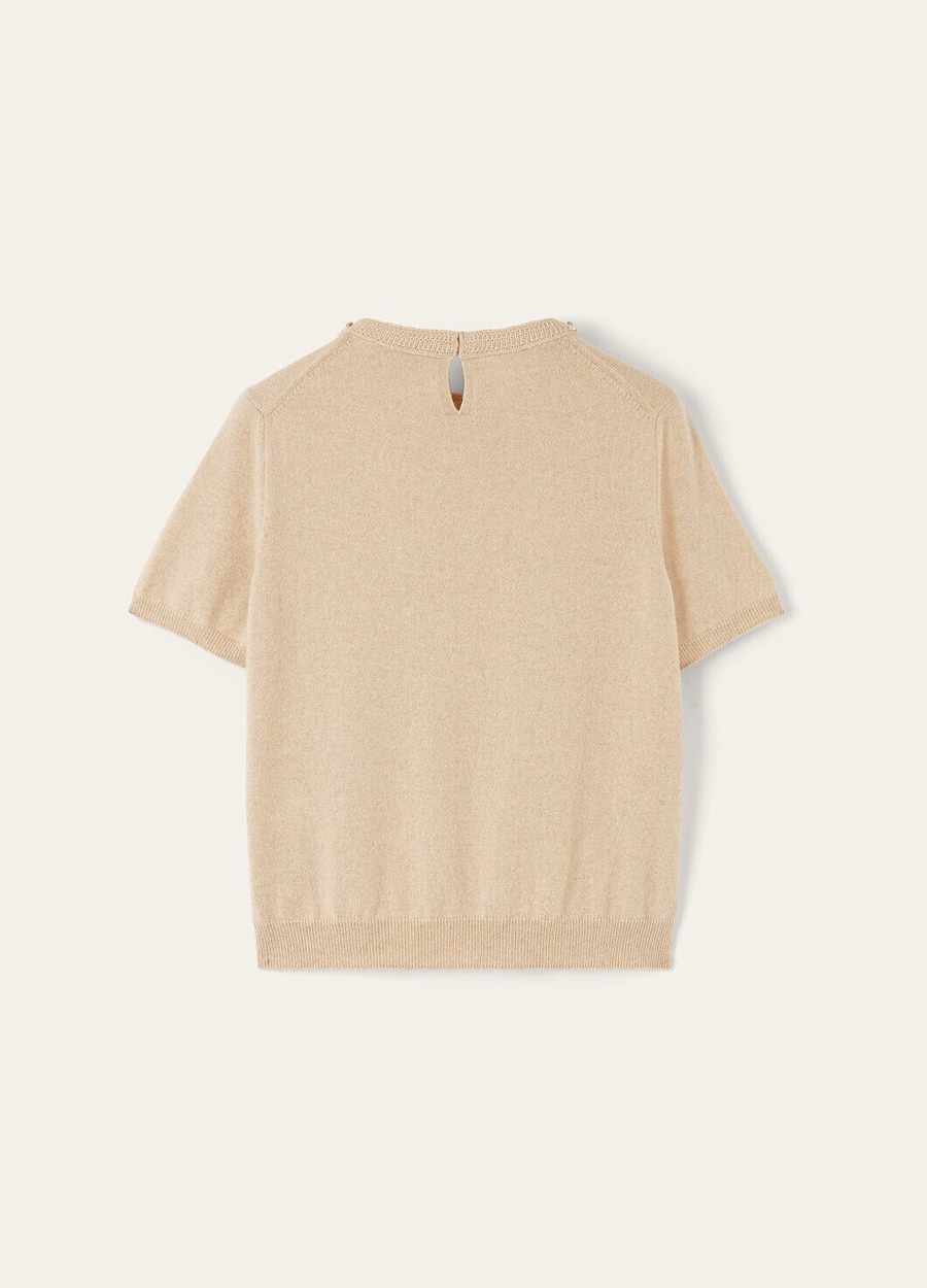 Klassiek baby kasjmier T-shirt naturel gemêleerd