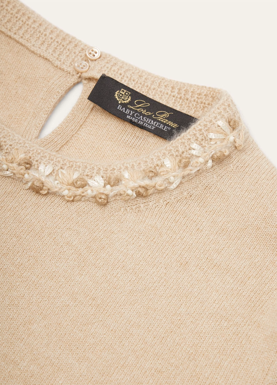 Klassiek baby kasjmier T-shirt naturel gemêleerd