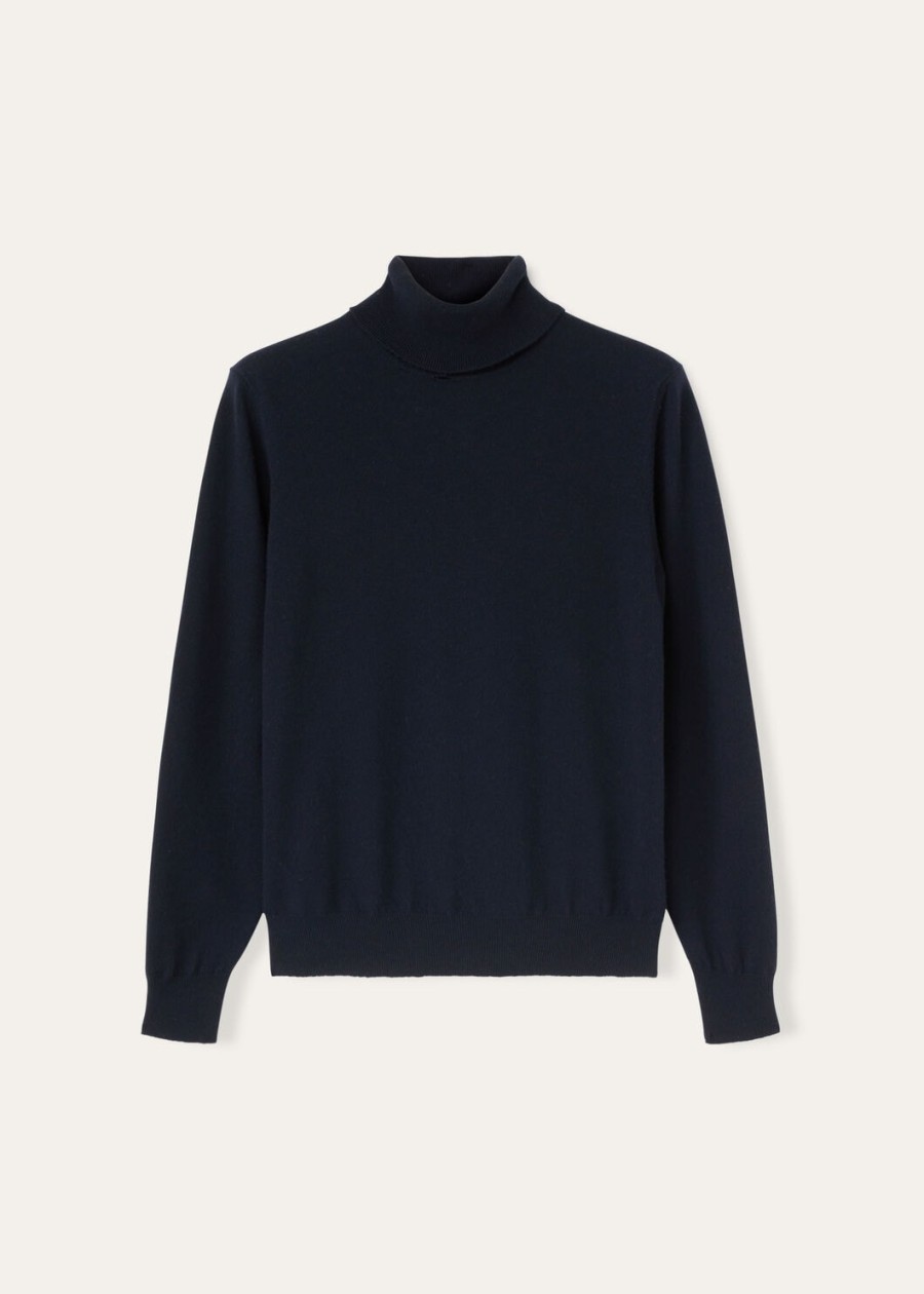 klassieke coltrui van babykasjmier in marineblauw