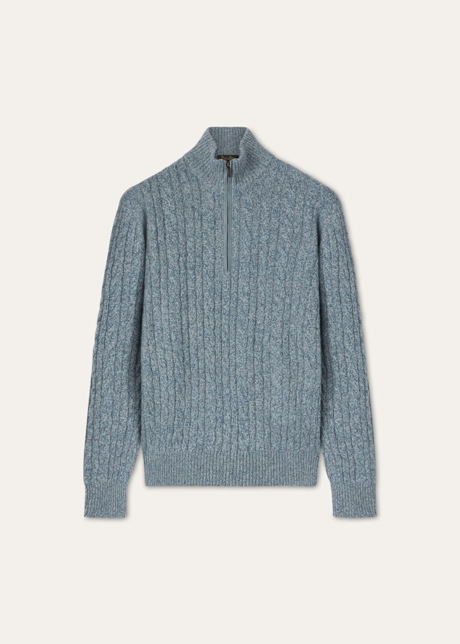 treccia baby kasjmier trui ivoor kantstardust blauwturquoise melange