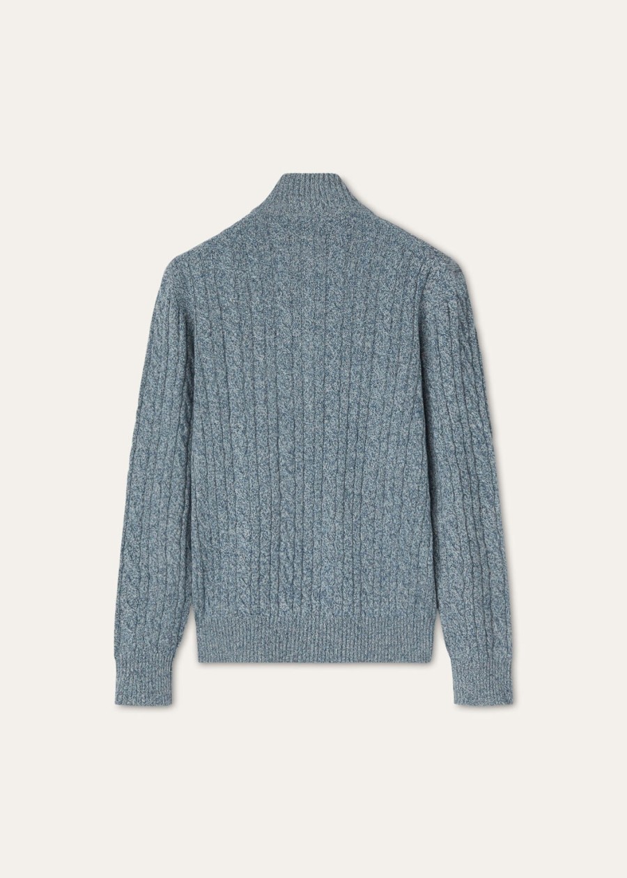 treccia baby kasjmier trui ivoor kantstardust blauwturquoise melange