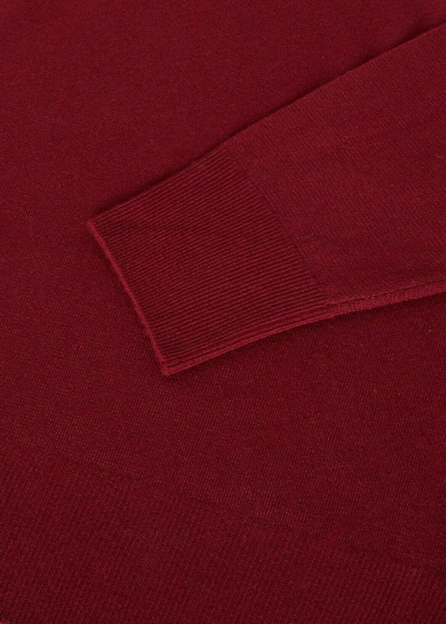 superlichte trui met ronde hals van babykasjmier effen tibetaans rood