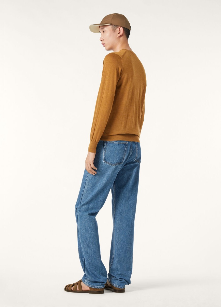 wish wollen camelkleurige oasis melange t-shirt met ronde hals