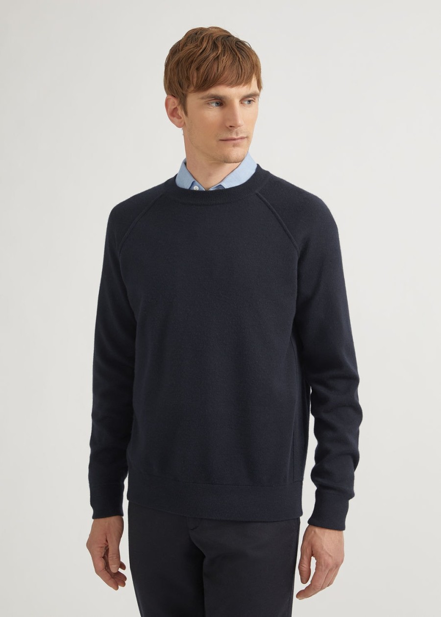 balfour crewneck zijde kasjmier scheerwol marineblauw