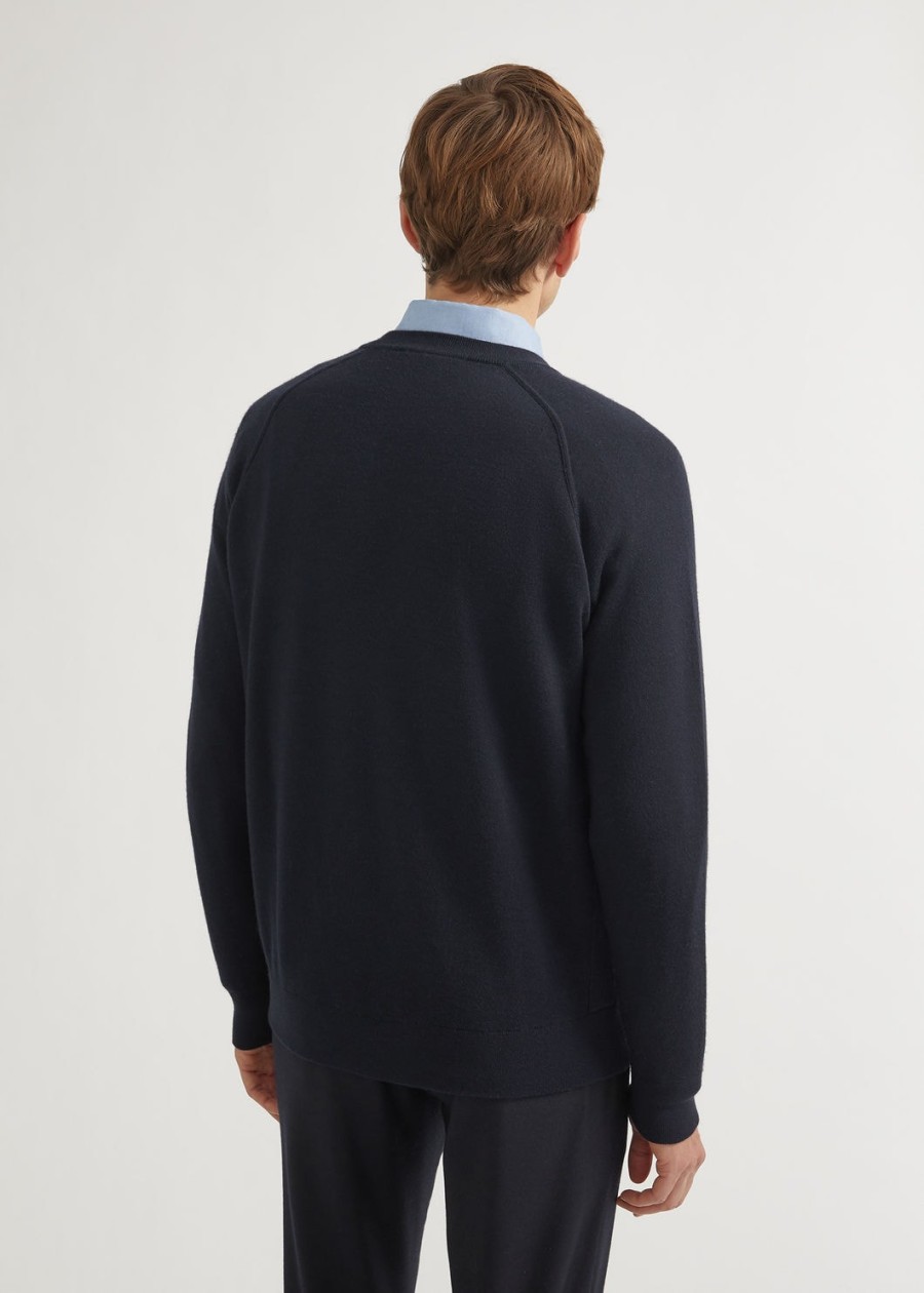 balfour crewneck zijde kasjmier scheerwol marineblauw