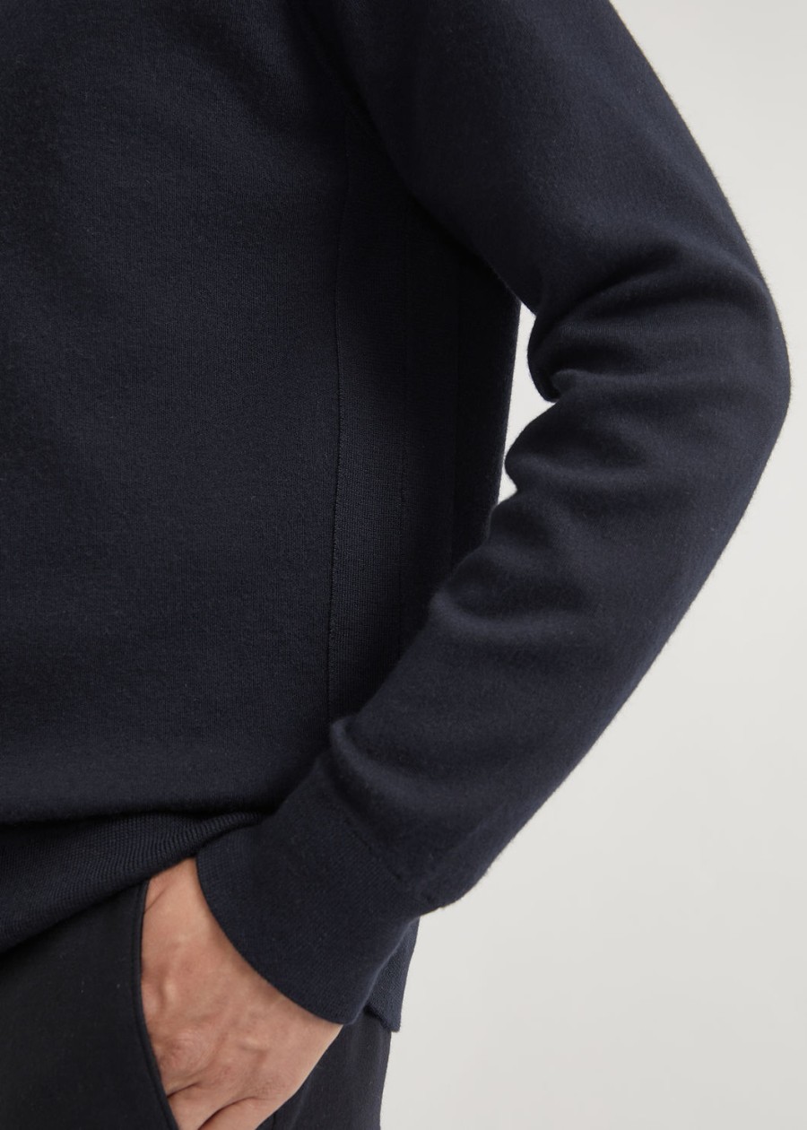 balfour crewneck zijde kasjmier scheerwol marineblauw