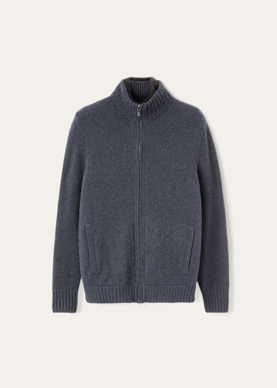 colman baby cashmere bomberjack zwartgrijs melange